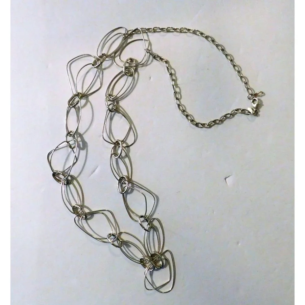 Premier Designs Silver Splash Necklace 40" Lightweight Antique Silver Matte - Picture 5 of 7